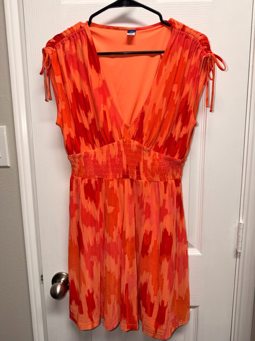 Old Navy Waist-Defined Sleeveless Tie-Shoulder Smocked Mesh Mini Dress